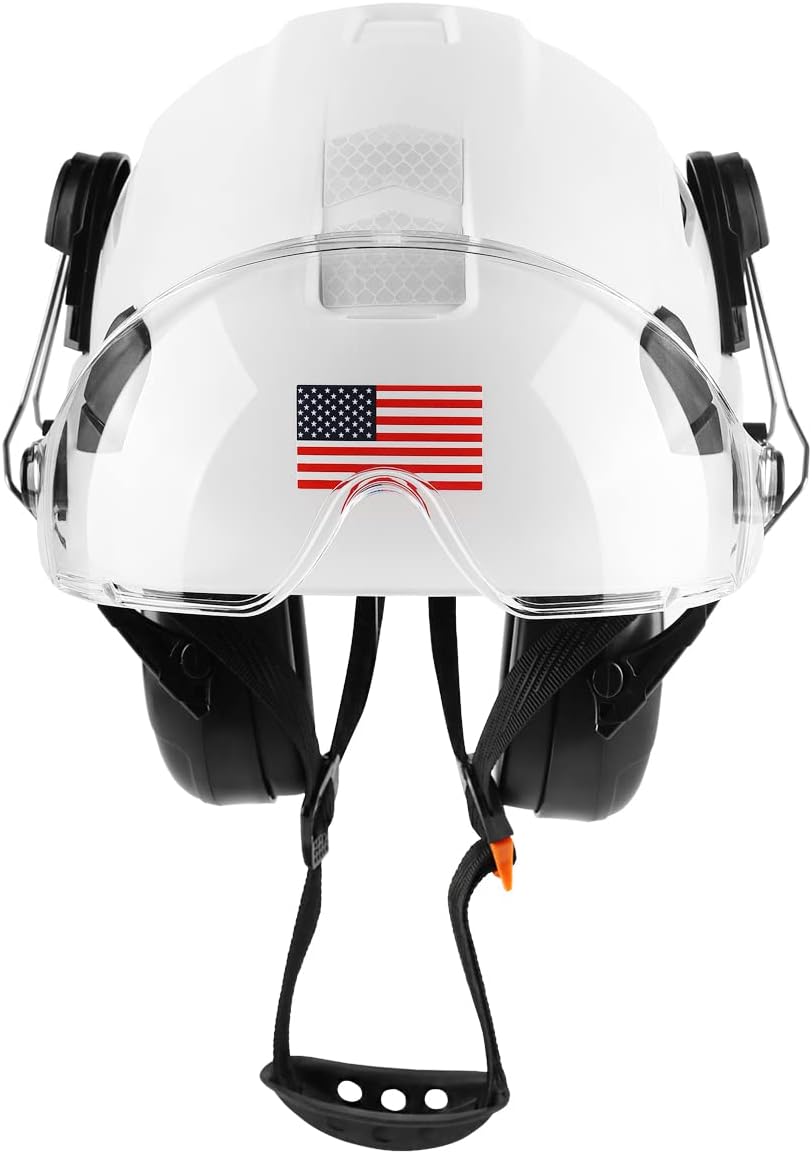 Safety Helmet Hard Hat with Visor and Ear Protection Adjustable Lightweight Vented ABS Work Helmet for Men and Women 6-Point Suspension ANSI Z89.1 Approved Ideal for Industrial & Construction - Image 3