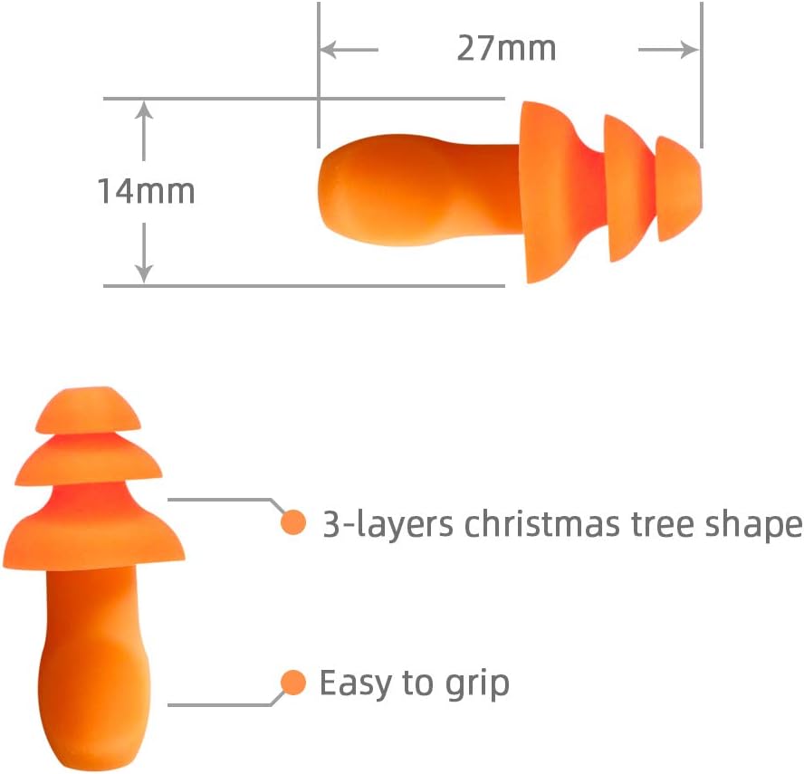 Quality Reusable Earplugs 20 Pair - 25dB Corded Silicone Ear Plugs for Shooting Construction Work Ear Plugs Motorcycle Range Hunting Hearing Protection Ear Protection for Mowing Earplugs Reusable - Image 2