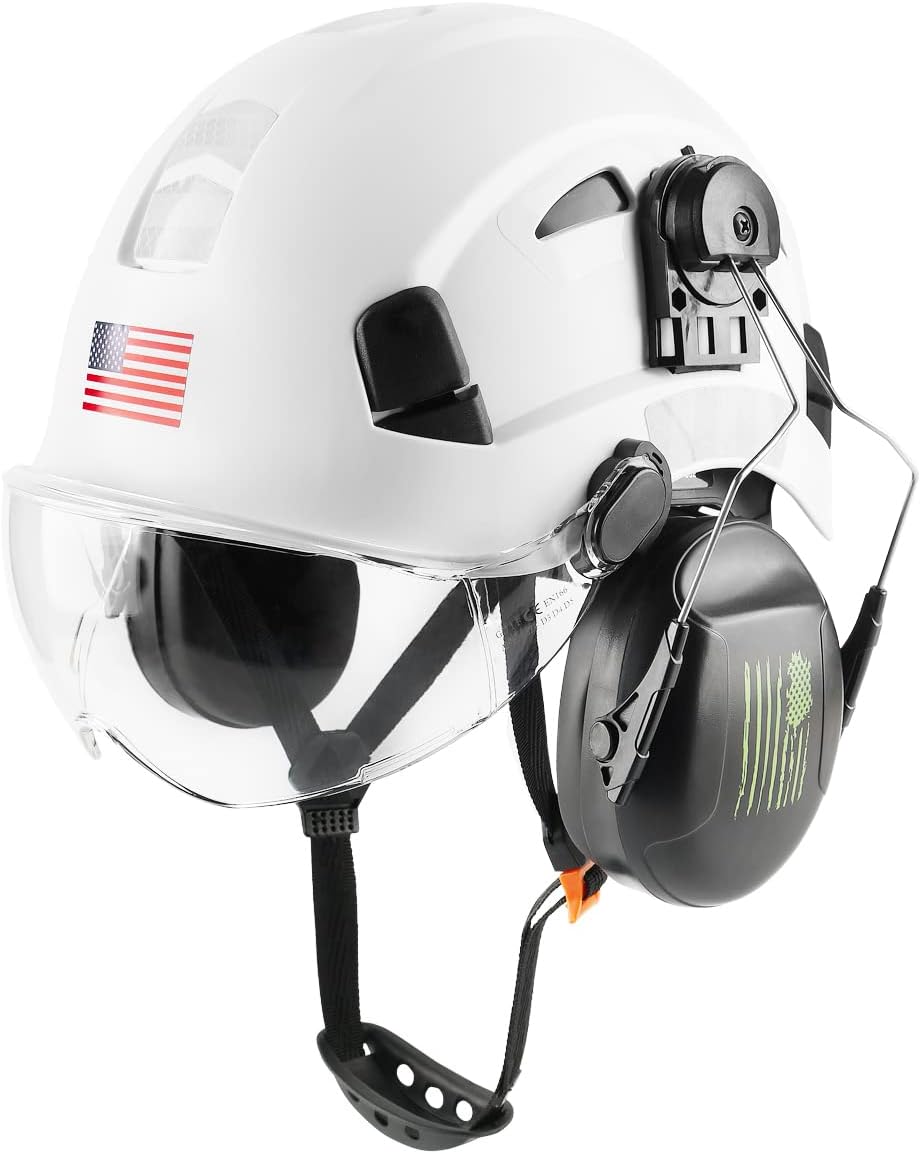 Safety Helmet Hard Hat with Visor and Ear Protection Adjustable Lightweight Vented ABS Work Helmet for Men and Women 6-Point Suspension ANSI Z89.1 Approved Ideal for Industrial & Construction - Image 8