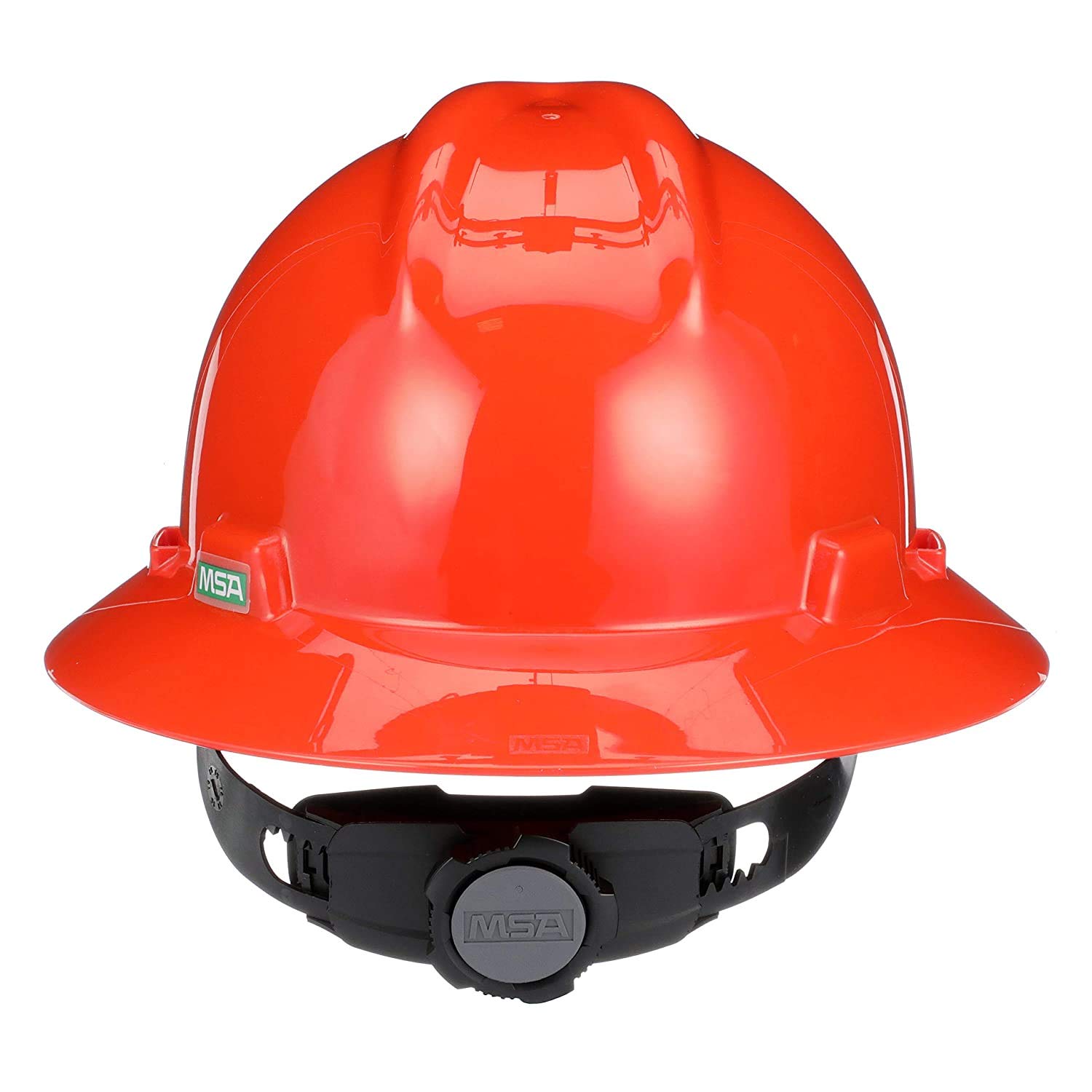 MSA 496075 V-Gard Full-Brim Hard Hat With Fas-Trac III Ratchet Suspension | Polyethylene Shell, Superior Impact Protection, Self Adjusting Crown Straps - Standard Size in Orange - Image 7