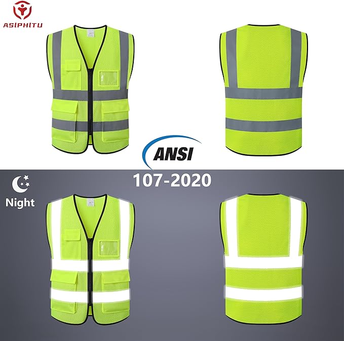 Reflective Safety Vest for Men Women Construction Vest Meet ANSI/ISEA Standard - Large - Image 7