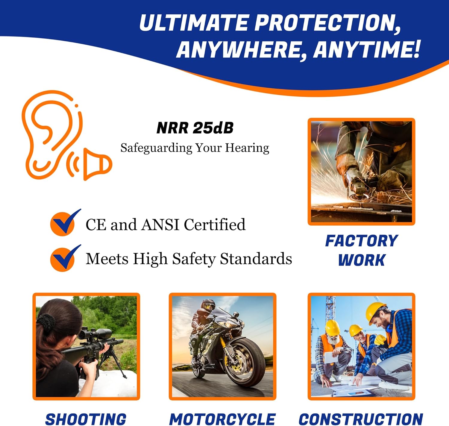 Quality Reusable Earplugs 20 Pair - 25dB Corded Silicone Ear Plugs for Shooting Construction Work Ear Plugs Motorcycle Range Hunting Hearing Protection Ear Protection for Mowing Earplugs Reusable - Image 6