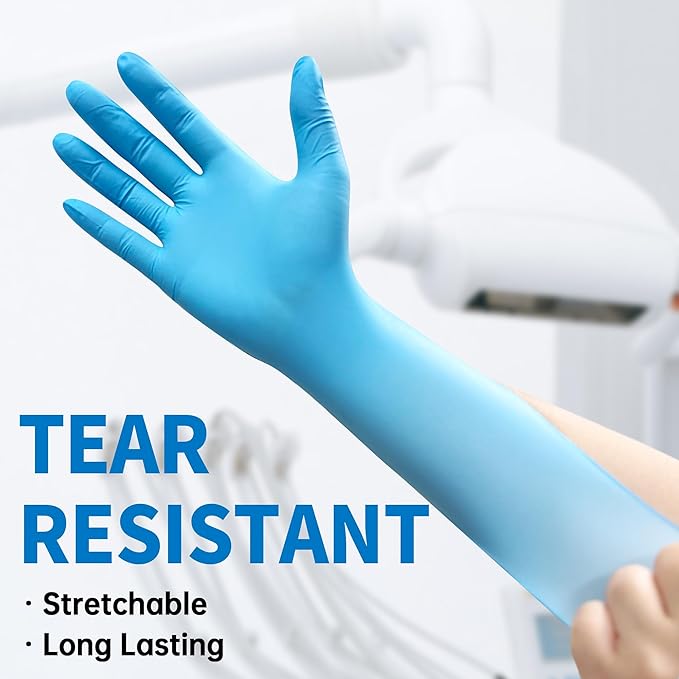 Medical Blue Nitrile Disposable Exam Gloves, 4.5 Mil 100 Pcs, Chemical Resistant Powder-Free Latex-Free Food-Safe - Image 4