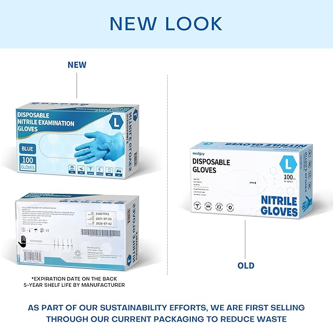 Medical Blue Nitrile Disposable Exam Gloves, 4.5 Mil 100 Pcs, Chemical Resistant Powder-Free Latex-Free Food-Safe - Image 8
